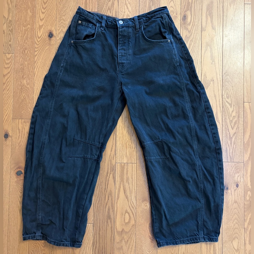 Free People Luck You Mid Rise Barrel Jeans - Black